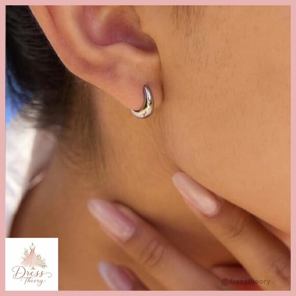 Stainless Steel Huggie Hoop Earrings Non Tarnish Hypoallergenic Daily Wear - Picture 5 of 8